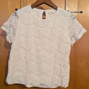 Monteau Large Off-White Lace Blouse